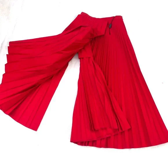 Auc NWOT $2500 Valentino Pleated Midi Skirt in True Red - Picture 15 of 16